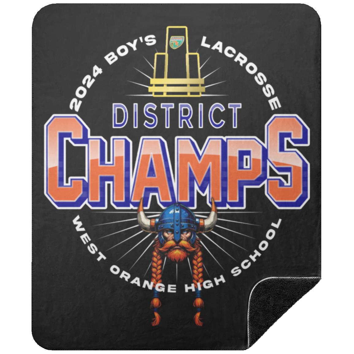 West Orange District Champions  Premium Black Sherpa Blanket 50x60